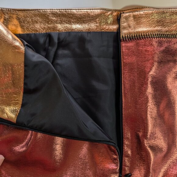 GLAMOROUS faux-patent-leather SKIRT Size 6 PACHTWORKY 50% COTTON BOHO CHIC a GEM - Picture 8 of 13